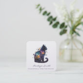 Chat Aquarelle Avec Étoiles Carré Carte de visite (Debout devant)