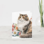 Chat Aquarelle Avec Fleurs (Devant)