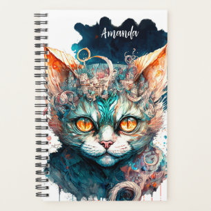 Chat aquarelle en style steampunk