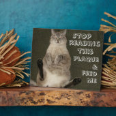Chat "ARRÊTEZ DE LIRE CETTE PLAQUE & FEED ME" Plaq (Côté)