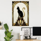 Chat Art Déco Minimaliste Noir Archway (Bureau à domicile)