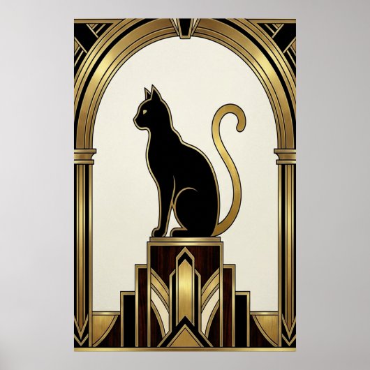 Chat Art Déco Minimaliste Noir Archway (Devant)