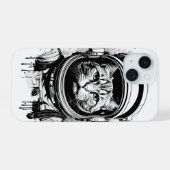 Chat astronaute noir et blanc (Verso Horizontal)