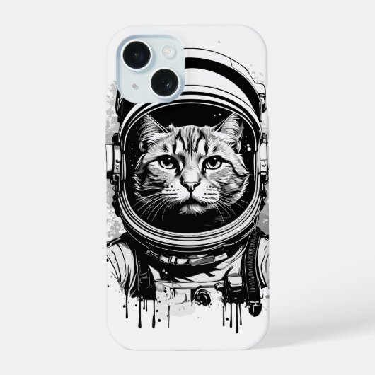 Chat astronaute noir et blanc (Verso)
