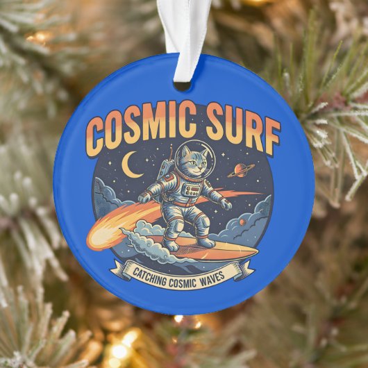 Chat astronaute surfant sur des vagues de bande de (Arbre)