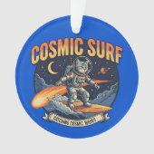 Chat astronaute surfant sur des vagues de bande de (devant)
