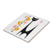 Chat atomique du milieu du siècle avec carreaux de (Côté)