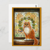 Chat au gingembre avec carte postale en vitrail vi (Devant / Derrière)
