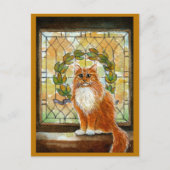 Chat au gingembre avec carte postale en vitrail vi (Devant)