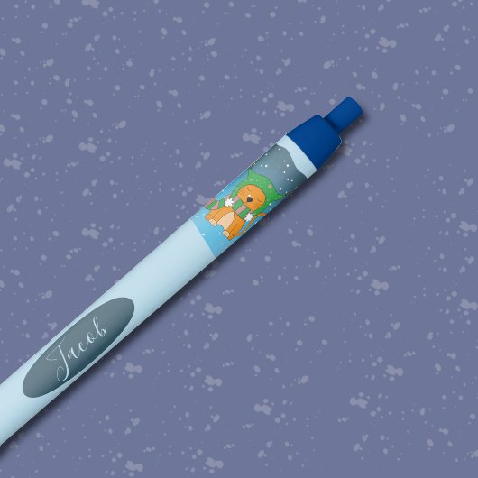 Chat au gingembre en dessin dans le stylo à neige