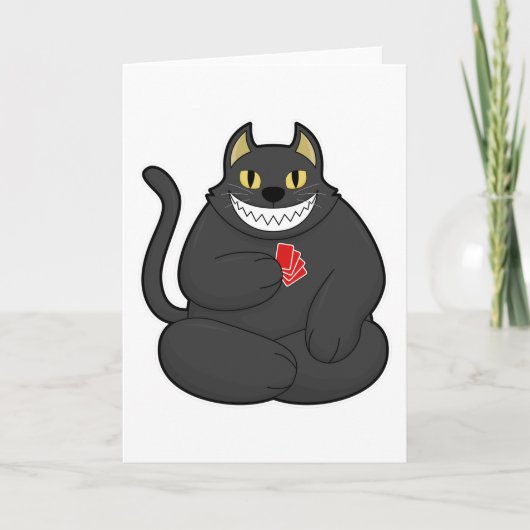 Chat au poker avec cartes de poker (Devant)