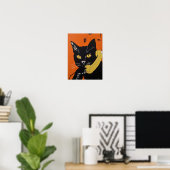 Chat Au Téléphone Affiche Rétro Impression Drôle D (Bureau à domicile)