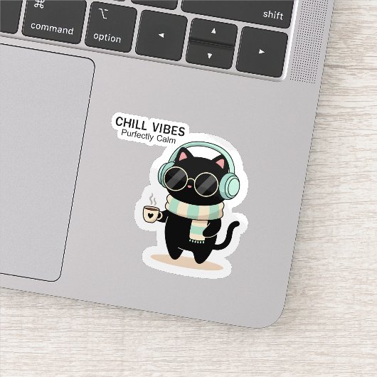 Chat autocollant « Chill Vibes » – Joli chat noir (Détail)