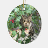 Chat avec Berries Holly Ornement (Gauche)