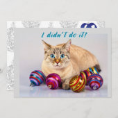 Chat avec boules de Noël Deux faces Carte de Noël (Devant / Derrière)