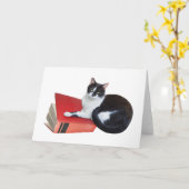 Chat avec carte de livre (Fleur jaune)