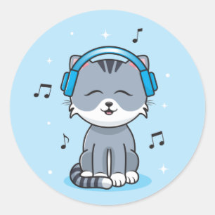 Chat avec Casque Audio / Autocollants