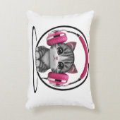 Chat avec casque coussin décoratif (Devant(Vertical))