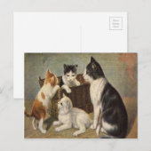 Chat avec chatons dans le panier Carte postale Vin (Devant / Derrière)