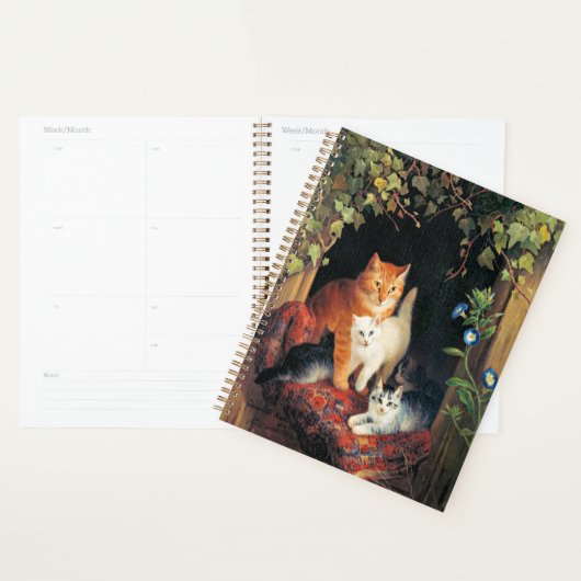 Chat avec chatons, peinture d'art, (Devant avec enveloppe)