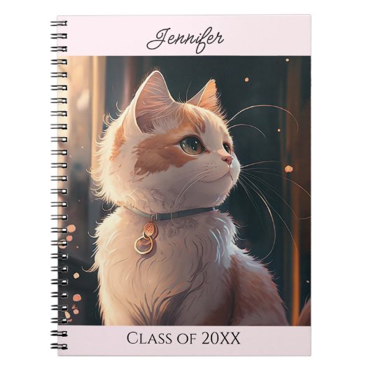 Chat avec collier Personnaliser Nom Carnet cadeau (Devant)