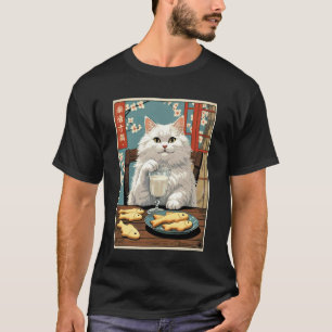 Chat avec cookies et lait T-shirt novelty, C migno