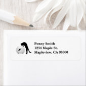 Chat avec Étiquette de adresse de bol de poisson (En situation)