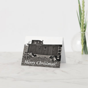 Chat avec la carte de Noël du train - La beauté de
