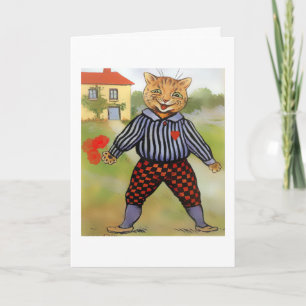 Chat avec la carte de Valentine de roses