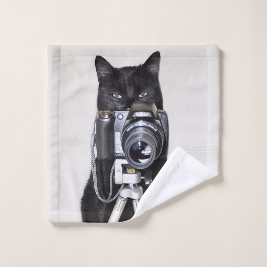 Chat avec l'appareil photo (Gant de toilette)