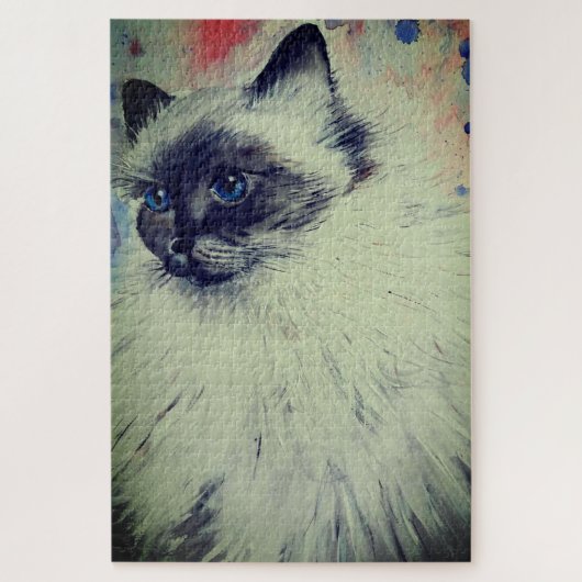 Chat Avec Les Yeux Bleus Jigsaw Puzzle J'Aime Mes (Vertical)