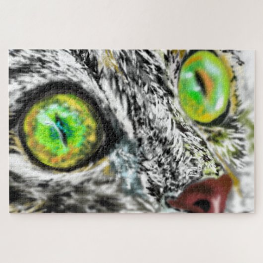 Chat avec les yeux verts Puzzle cadeau (Horizontal)