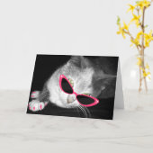 Chat Avec Lunettes De Soleil Rose & Claws Carte De (Fleur jaune)