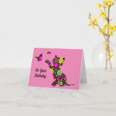 Chat Avec Papillons Carte de voeux Anniversaire (Fleur jaune)