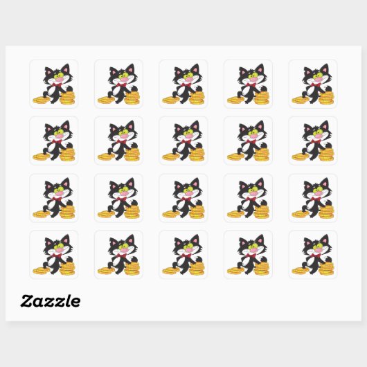 Chat avec Stickers argent (Feuille)