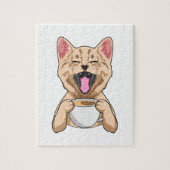 Chat avec tasse de café puzzle puzzle (Vertical)