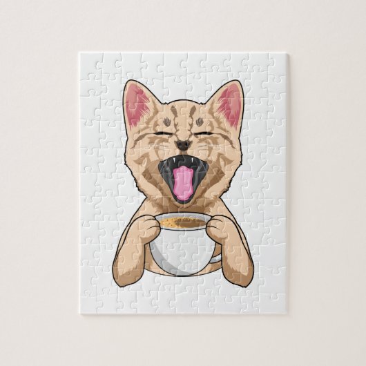 Chat avec tasse de café puzzle puzzle (Vertical)