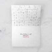 Chat avec Tulipe rose Carte Anniversaire (Intérieur)