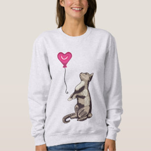 Chat avec un ballon de coeur Sweatshirt femme