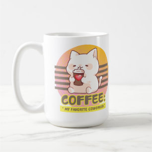 chat avec une citation de tasse de café coeur