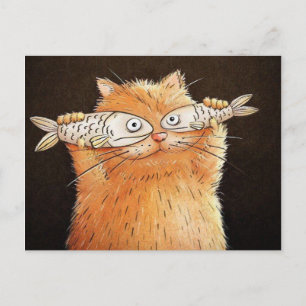 Chat avec yeux de poisson briefkaart
