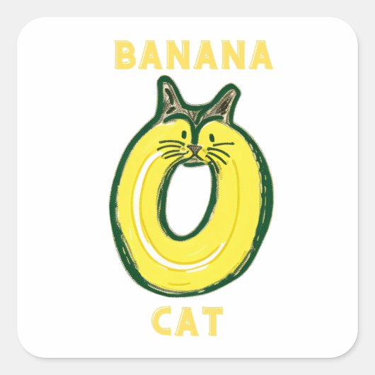 Chat banane jaune - mignon mème autocollant chaton (Devant)
