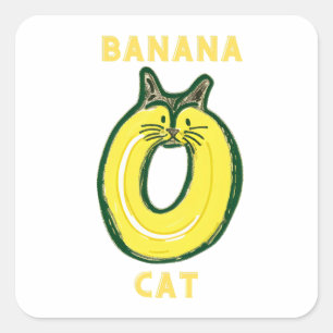Chat banane jaune - mignon mème autocollant chaton