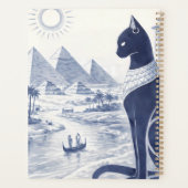 Chat Bastet égyptien antique et Pyramides Bleu (Dos)