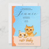 chat bébé mignon, baby shower Invitation (Devant)
