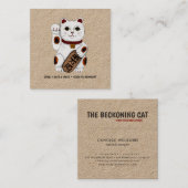 Chat Beckoning | Carte de visite Kraft (Devant / Derrière)