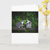 Chat & Birdhouse, carte (Fleur jaune)