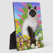 Chat Birman Ragdoll en Plaque Fleurs (Côté)