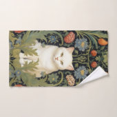 Chat blanc Art nouveau dans le jardin (Serviette à main)