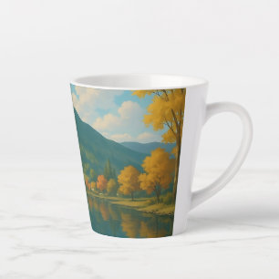 Chat blanc au bord du lac - Mug nature sereine pou